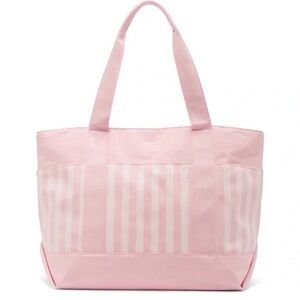 Victoria's Secret Pink and White Canvas Tote Bag